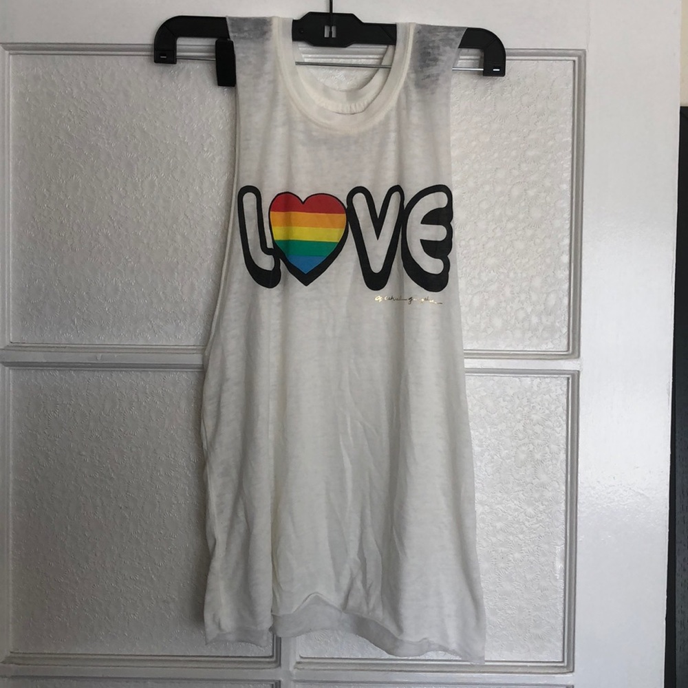 Spiritual Gangster LOVE rainbow tank top yoga S